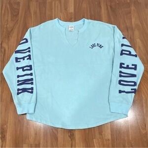 Victoria's Secret PINK Light Blue 'Love Pink' Long Sleeve Top